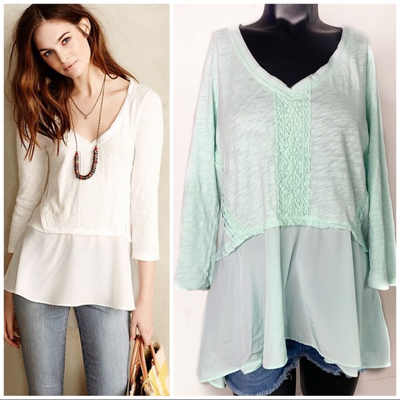 Anthropologie Tops - SOLD Anthropologie Meadow Rue Mint Melia Peplum